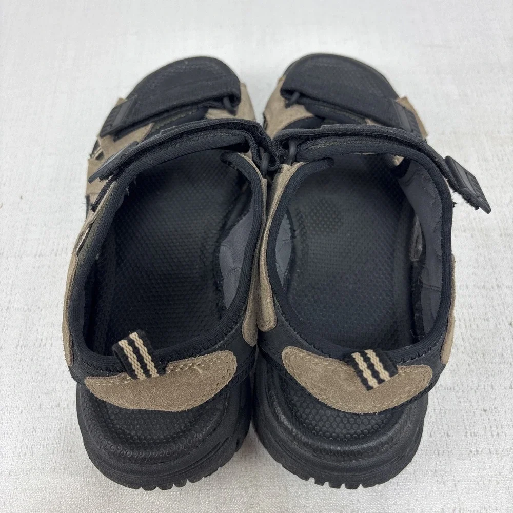 Nature Trek Mens Size 10 Hiking Outdoor Sandal Hook & Loop Brown & Black‎ EUC